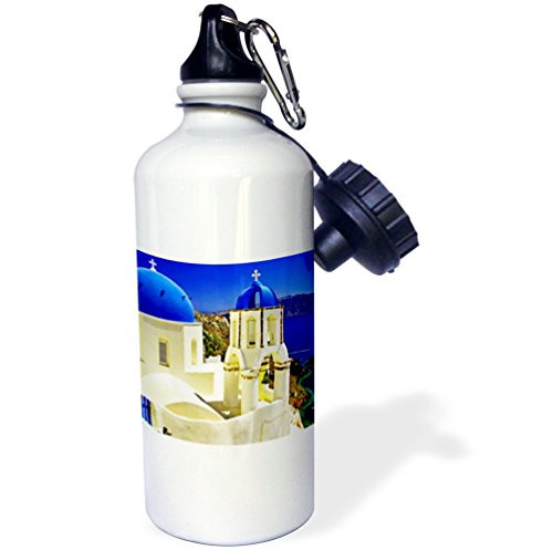 3dRose Greece- Santorini- -Sports Water Bottle  21oz   21 oz  Multicolored