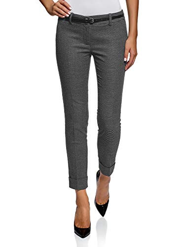 oodji Ultra Women s Belted Turn-Up Trousers  Grey  6