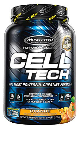 Creatine Monohydrate Powder  Carb Mass Gainer   MuscleTech Cell-Tech   Post Workout Recovery Drink   Muscle Recovery  Muscle Builder   Amino Acids  BCAA Powder   Orange  3 lbs 28 Servings