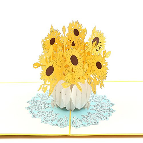 Liif Sunflower Pop up Card  Pop up Floral Card  3D Greeting Card for All Occasions  Birthday  Mothers Day  Anniversary  Get Well  Wedding  Congratulations  Handmade Gift Sunflower and Lavender