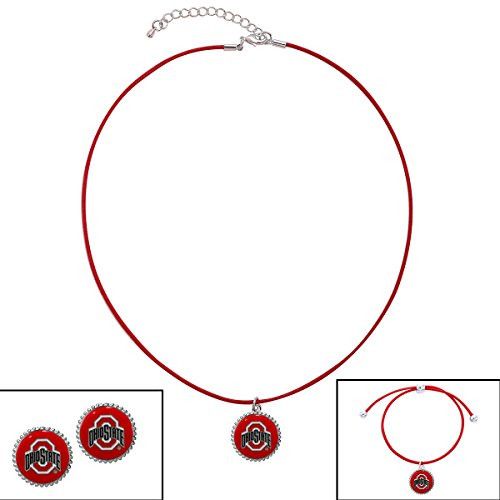 SANDOL Ohio State Cord Jewelry Combo Bracelet  Necklace  Earrings