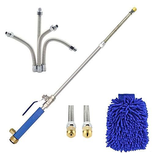 Hydro Jet High Pressure Power Washer-Extendable Power Washer Wand  Water Hose Attachment Nozzle  Flexible Auto Washer  Watering Sprayer  Car Wash  Window Washing  2 Tips