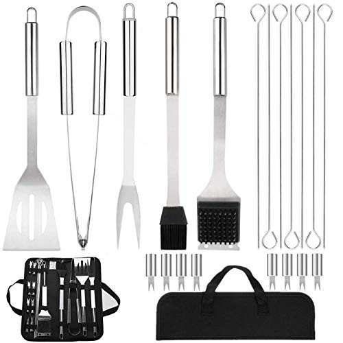 HOUPDA BBQ Grill Tool Set  20 PCS BBQ Grill Accessories  Professional Stainless Steel Barbecue Utensils Kit for Backyard Outdoor Camping  Perfect Grilling Gift for on Birthday Wedding