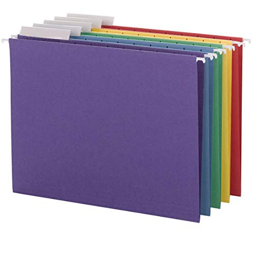 Smead Hanging File Folder with Tab  1-3-Cut Adjustable Tab  Letter Size  Assorted Colors  25 per Box 64020