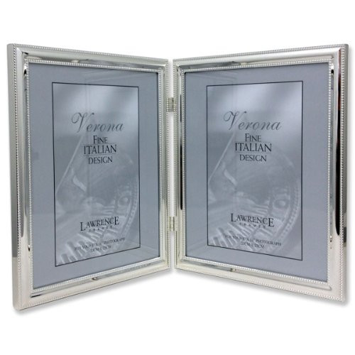 Lawrence Frames 510780D Silver Plated Double Bead Hinged Double Picture Frame, 8 by 10-Inch