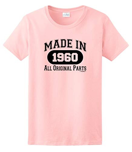 60th Birthday Decorations 60th Birthday Gift Made 1960 All Original Parts Ladies T-Shirt Medium Light Pink