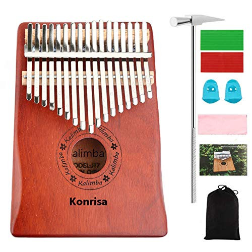 Konrisa Portable Mbira Instrument Kalimba 17 Key Finger Piano with Tune Hammer and Study Instruction Mahogany Wood Kalimba Thumb Piano for Music Lovers Kids Adult Beginners Professional