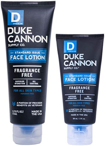 Duke Cannon Standard Issue Face Lotion for Men Bundle  3-75 oz-  2 oz- - Unscented