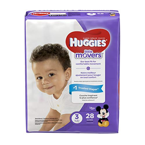HUGGIES LITTLE MOVERS Diapers  Size 3 16-28 lb-  28 Ct-  JUMBO PACK Packaging May Vary  Baby Diapers for Active Babies
