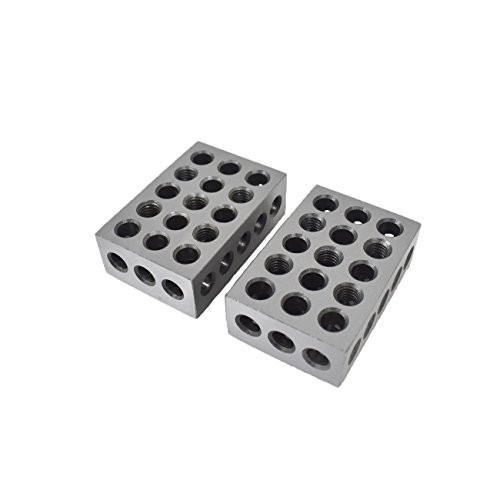 HGC 1-2-3 Ultra Precision Hardened 0-0002  Steel Block 23 Hole 2pcs Set Block 123-ls-1x2