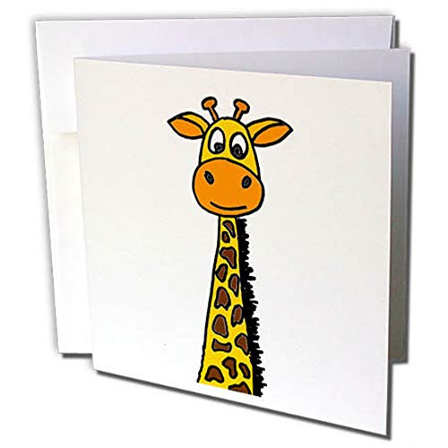 3dRose Funny Cute Giraffe Cartoon Original Art - Greeting Cards  6  x 6   Set of 12 gc2557462