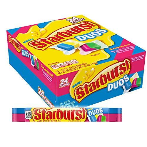 STARBURST Duos Full Size Fruit Chews Candy  2-07-Ounce Packs 24-Count Box