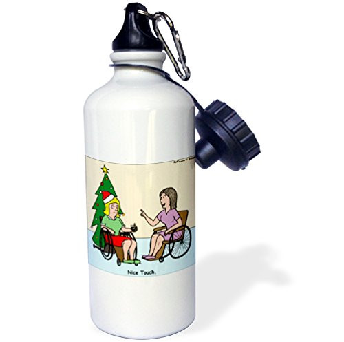 3dRose  Wheelchair Christmas Tree  Sports Water Bottle  21 oz  White