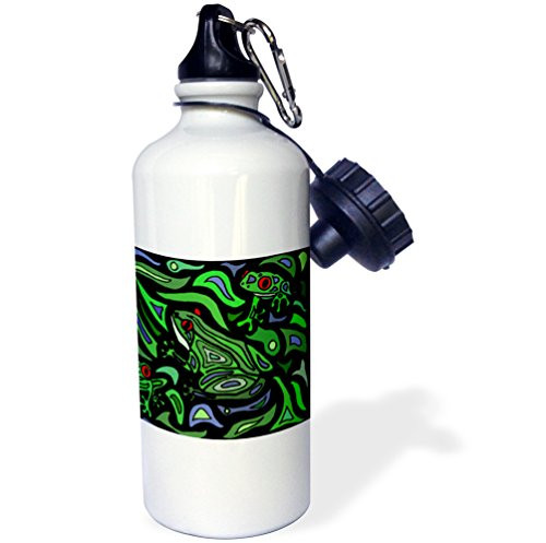 3dRose Fun Frogs Art Abstract Original-Sports Water Bottle  21oz   21 oz  Multicolor