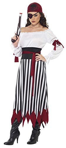 Smiffys womens Pirate Lady Adult Sized Costume  Black   White  M - US Size 10-12