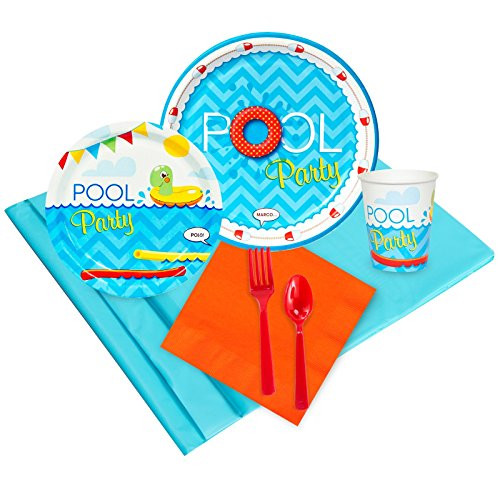 Splashin Pool Party Childrens Birthday Party Supplies - Tableware Party Pack 24