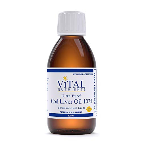 Vital Nutrients - Ultra Pure Cod Liver Oil 1025 Pharmaceutical Grade - 100  Pure Norwegian Cod Liver Oil - 200 ml per Bottle