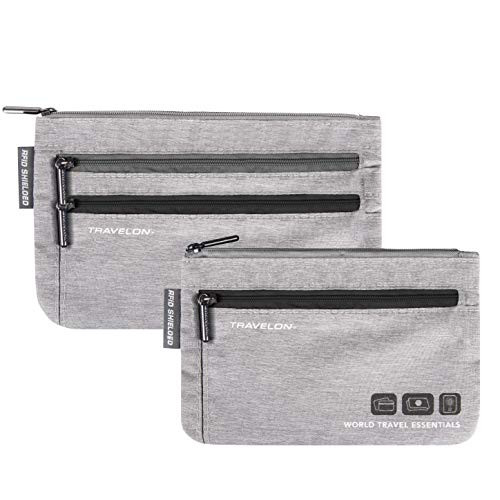 Travelon RFID Blocking Travel Zip Pouch  Gray Heather  One Size