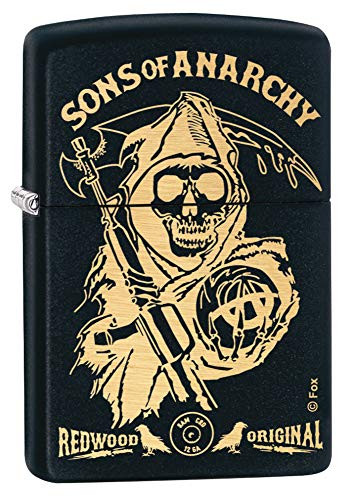 Zippo Sons of Anarchy Grim Reaper and Redwood Original Black Matte Pocket Lighter  Black Reaper Redwood