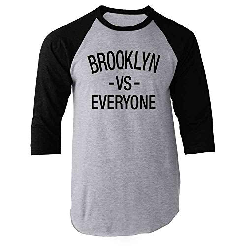Pop Threads Brooklyn vs Everyone Sports Fan Black L Raglan Baseball Tee Shirt