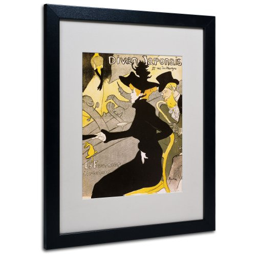 Trademark Fine Art Divan Japonais Canvas Wall Art by Henri Toulouse-Lautrec with Black Frame, 16 by 20-Inch