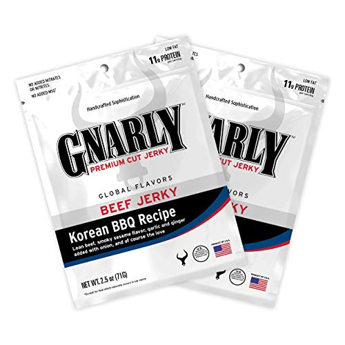 GNARLY Jerky Premium Cut Beef Jerky  Korean BBQ Recipe Flavor  2-5 Ounce Bag  2-Pack