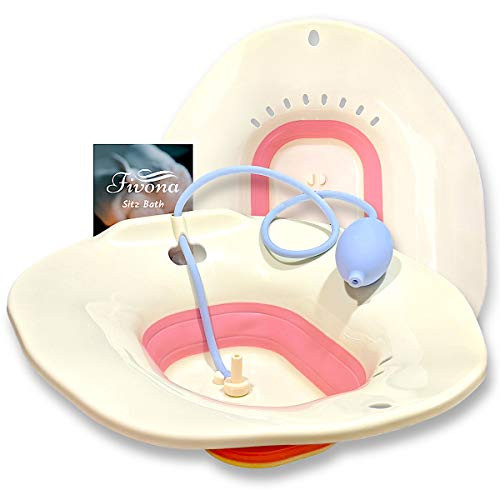Sitz Bath for Hemorrhoids Relief Foldable Basin for Toilet Seat Ideal for Essential Postpartum Care Perineal Soaking Hygiene Includes Hand Flusher with Sprayer Yoni Steam Tub by Fivona Sitz Bath for Hemorrhoids Relief Foldable Basin for Toilet Seat Ideal for Essential Postpartum Care Perineal Soaking Hygiene Includes Hand Flusher with Sprayer Yoni Steam Tub by Fivona