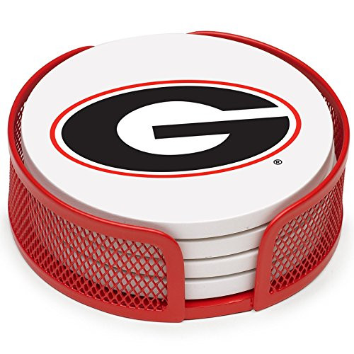 Thirstystone Stoneware Drink Coaster Set with Holder  University of Georgia