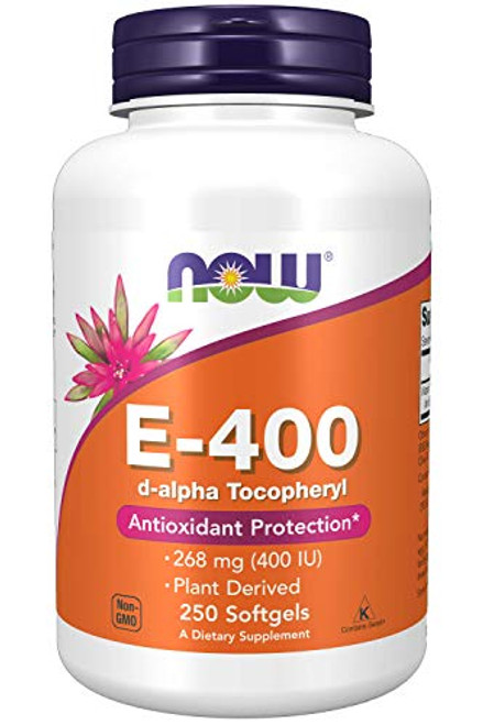 NOW Supplements Vitamin E-400 IU D-Alpha Tocopheryl Antioxidant Protection* 250 Softgels NOW Supplements Vitamin E-400 IU D-Alpha Tocopheryl Antioxidant Protection* 250 Softgels