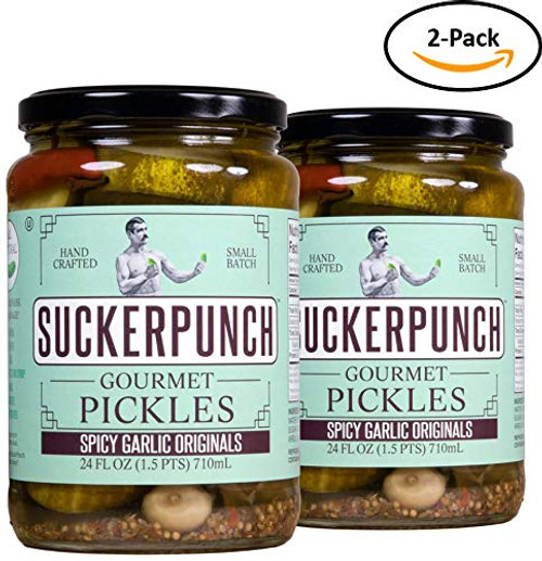 SuckerPunch Gourmet Spicy Garlic Pickle Chips 24 Ounce  2-Pack