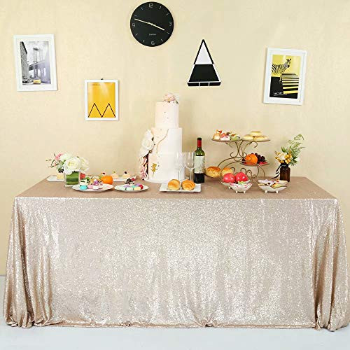 GFCC Seamless Champagne Sequin Tablecloth Glitter 60x102-inch for Wedding Party Christmas Event Banquet Table Cloth Sparkly Rectangle Cake Table Cover Linen GFCC Seamless Champagne Sequin Tablecloth Glitter 60x102-inch for Wedding Party Christmas Event Banquet Table Cloth Sparkly Rectangle Cake Table Cover Linen