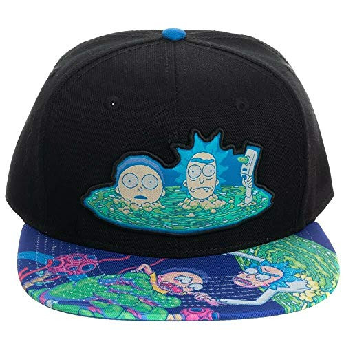 Rick and Morty Portal Sublimated Graphic Flat Bill Snapback Black