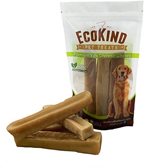 Premium EcoKind Yak Milk Dog Chews for Small Dogs - Handmade Dog Chew Treats Made in Himalayas for All Breeds - 100  Natural Long Lasting Yak Stick Chews for Puppies Medium Dog - 3 Chews