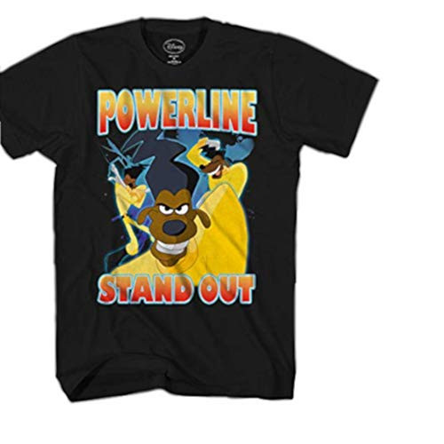 Disney Goofy Movie Powerline Stand Out Tour Mens T-Shirt Medium  Black