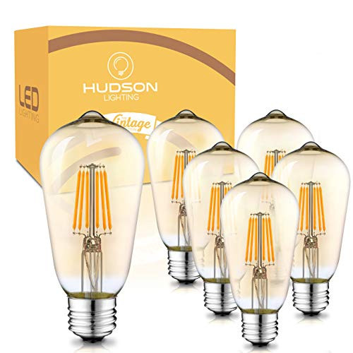 Dimmable LED Edison Light Bulbs  6 Watt  2700K Warm Lightbulbs - Amber Gold Tint - 60W Equivalent - E26 Base - Vintage Light Bulb Set - 6 Pack