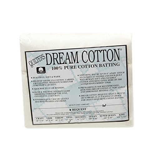 Quilters Dream Natural Cotton White Request Batting 93in x 72in Twin