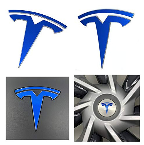 Custom Cut Graphics Tesla Model Y Logo Decal Wrap 11-pc Set Gloss Blue
