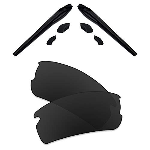 Premium Polarized Replacement Lenses   Rubber Kits Compatible with Oakley Flak 2-0 OO9295 Sunglass - Black