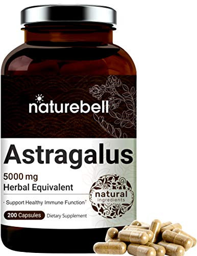 Maximum Strength Astragalus Capsules  5000mg Herbal Equivalent  Premium Astragalus Supplement  200 Counts  Supports Healthy Immune System  No GMOs