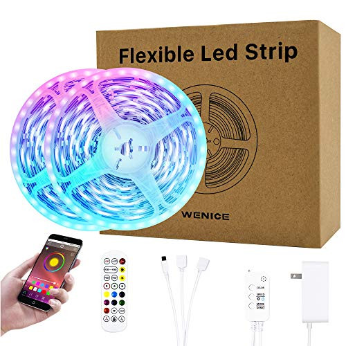 65-6Ft LED Strip Lights Music Sync Color Changing RGB LED Strip 24-Key Remote  Sensitive Built-in Mic  App Controlled LED Lights Rope Lights  5050 RGB LED Light StripAPPRemoteMic3 Button Switch
