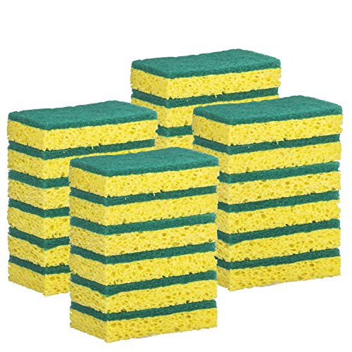Elite Selection Rectangle Scrub Sponges  Non-Scratch Kitchen Sponges  Heavy Duty Cellulose Scrubbing Sponges for Kitchens  Bathrooms  Housework  and More -  Yellow  - 24 Pack