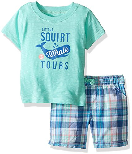 Carter s Baby Boys  2 Piece Plaid Shorts Set Baby - Green - 6 Months