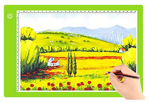 A4 Ultra-Thin Portable LED tracing Light Box Dimmable Brightness LED Art Tracing Pad for Artist Drawing Sketching Animation Stencilling and 5d Diamond Painting Green  A4