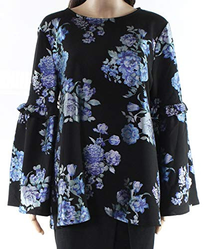 Alfani Womens Wear to Work Floral Print Pullover Top Black XL