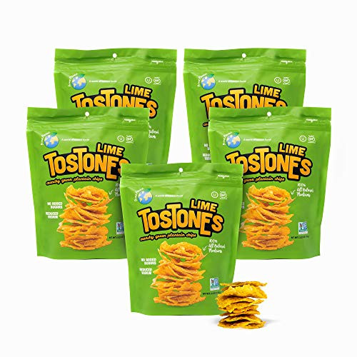 Prime Planet Plantain Chips - All Natural Lime Flavored Tostones - Patacones in a Re-Sealable Bag - Certified Non GMO - Gluten Free - 3-53 Oz per Unit - 5 Pack