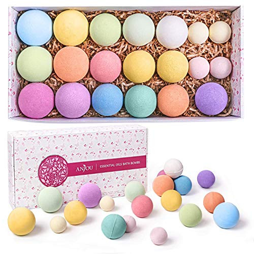 Anjou Bath Bombs Gift Set 20 Pack Natural Essential Oils Spa Bath Fizzies for Moisturizing Dry Skin Gift Kit Ideas for Girlfriends Women Moms Her-Him Birthday Valentine Christmas Anjou Bath Bombs Gift Set 20 Pack Natural Essential Oils Spa Bath Fizzies for Moisturizing Dry Skin Gift Kit Ideas for Girlfriends Women Moms Her-Him Birthday Valentine Christmas
