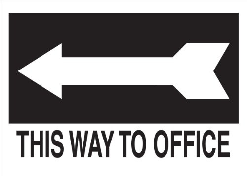 Brady 41038 Aluminum Directional Sign  10  X 14   Legend  with Picto This Way To Office  Black on White