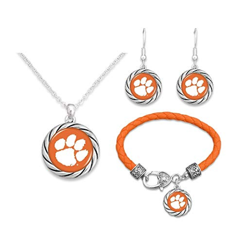 FTH Clemson Tigers Logo Jewelry Combo Bracelet  Necklace  Earrings