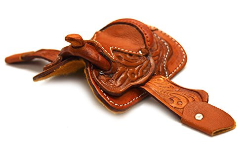 2  Seat Western Novelty Miniature Saddle Tooled Tan Leather