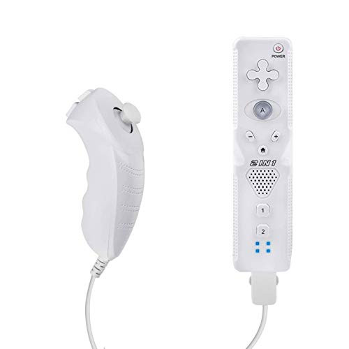 Wii Gesture Remote Controller and Nunchuck Joystick Compatible for wii-wii u  Build-in Motion Sensor PlusWhite
